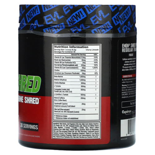 EVLution Nutrition ENGN Shred, Pre-Workout Engine Shred, Cherry Limeade, 8.8 oz (249 g) 1