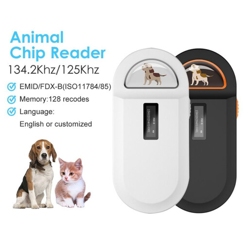 134.2KHz RFID Reader Pet Microchip Scanner Portable Animal Chip Reader for Animal ID Number Identification Black 2