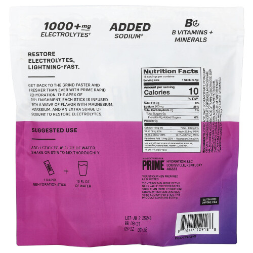 Prime Hydration Rapid Rehydration Elektrolyt Drikkeblanding Mix 1