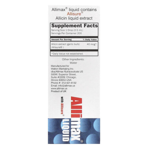 Allimax, Líquido com Allisure, 40 mcg, 1/3 fl oz (10 ml) 1