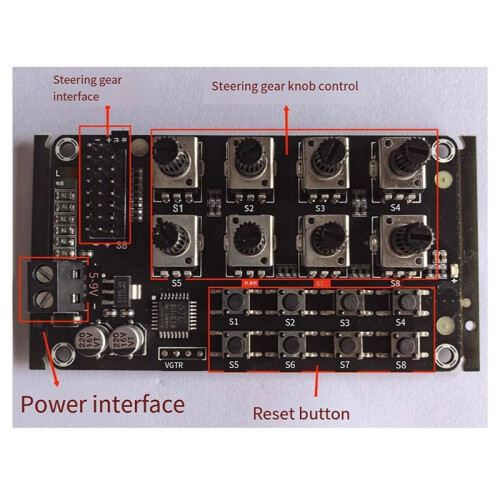 8 Way Rotary Knob Servo Driver Controller Board Overcurrent Protection Servo Tester for DIY Robot Arm Part
