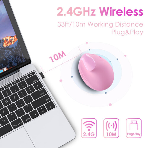Ergonomic Vertical Mouse Rechargeable Wireless USB 2.4G for Computer Laptop Gaming Mouse Pink 2