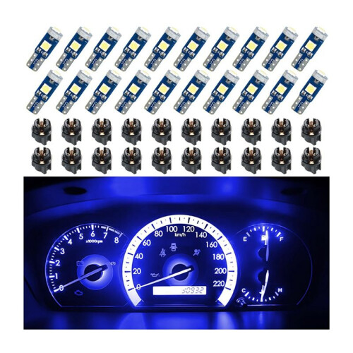 20Pcs T5 LED Lights for Car Dashboard Panel Gauge Indicator, 3030-3SMD Light Replacement with Twist Lock Socket - 2
