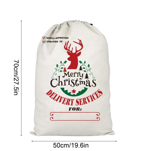 Bolsa navideña de lona con cordón y estampado de trineo de Papá Noel 2