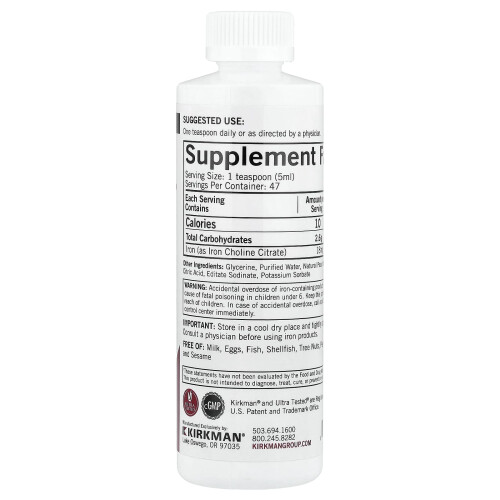 Kirkman Labs, Iron Liquid, Natural Peach Mango, 8 fl oz (237 ml) 1