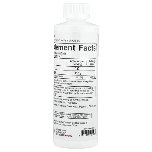 Kirkman Labs, Iron Liquid, Natural Peach Mango, 8 fl oz (237 ml) 2