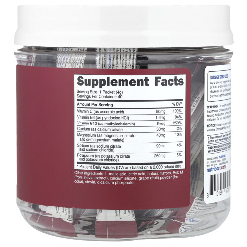 Nutricost, Electrolytes, Advanced Hydration Complex, Grape, 40 Stick Packs, 0.1 oz (4 g) Each 1