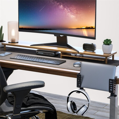 Multi-Functional Side Notebook Heat Dissipation Stand Desktop Computer Tablet Universal Storage Rack No Drilling Black 2