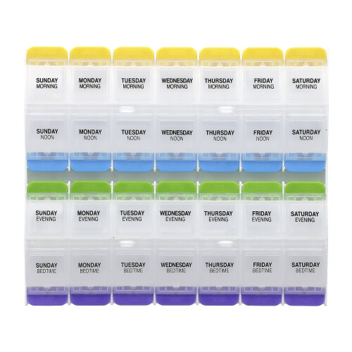 Medtime Planner Weekly 4X/Day con Push Buttons di Ezy Dose, 2 XL, 1 Count 2