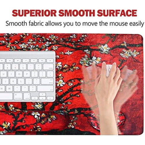 Σετ Mouse Pad Gaming με Στήριγμα Καρπού 4 τεμάχια Red Van Gogh 1