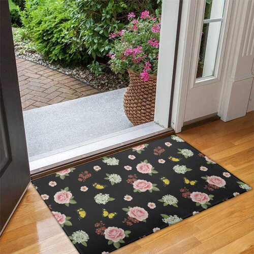 Χαλιά πόρτας Pioneer με floral print, πλενόμενα αντιολισθητικά εσωτερικά χαλάκια, 17"x30", 1