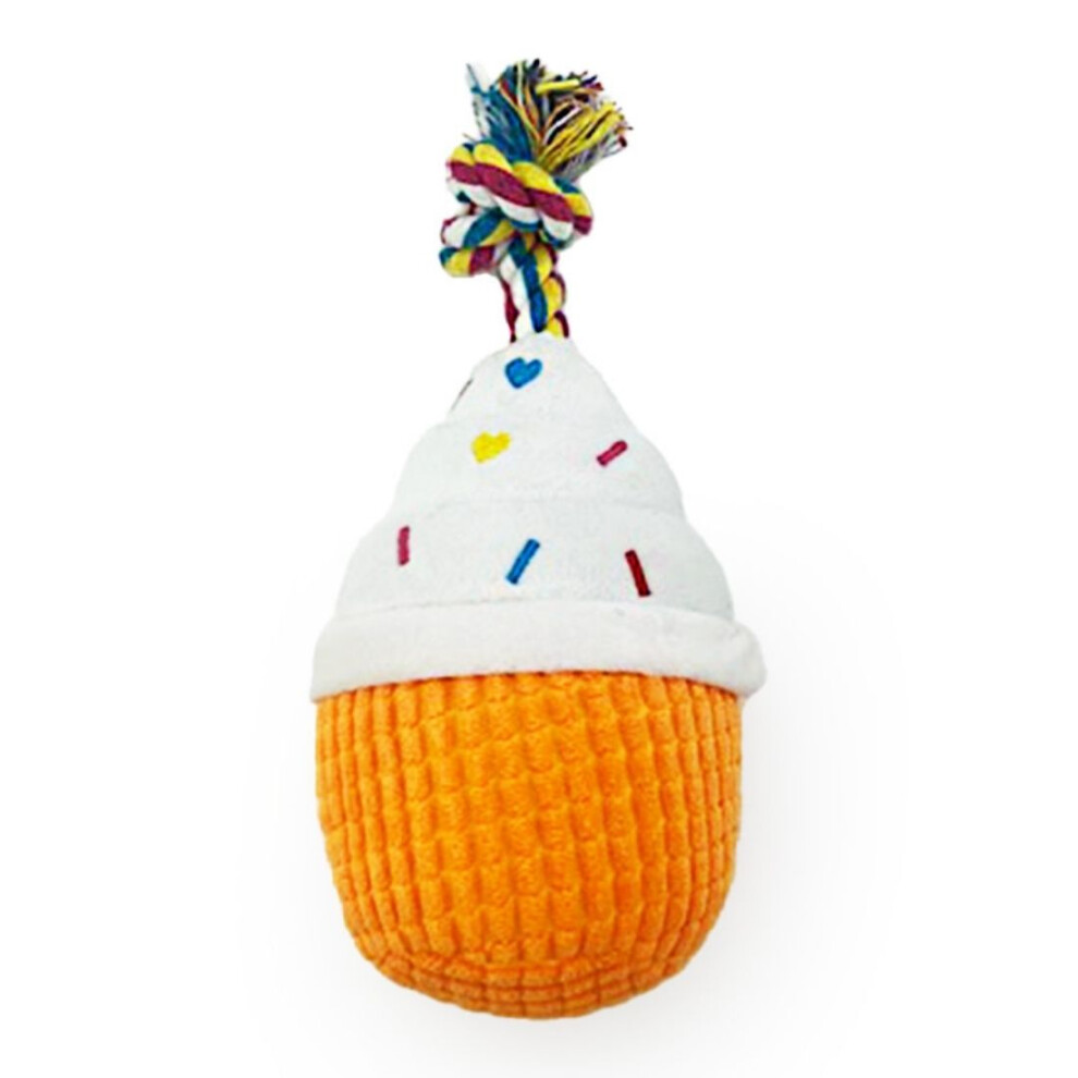 Hugglepets Party Pup Cupcake Squeaky Dog Toy - Orange