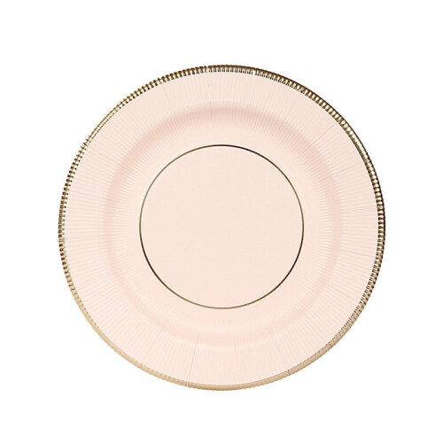 25Blush13" Στρογγυλά χάρτινα πιάτα μιας χρήσης με μεταλλικό περίγραμμα για πάρτι 1