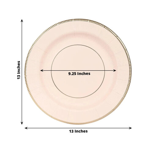 25Blush13" Στρογγυλά χάρτινα πιάτα μιας χρήσης με μεταλλικό περίγραμμα για πάρτι 2