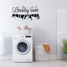 Adesivos de Parede Esculpidos para DecoraçãO de Lavanderia "Lavanderia" Podem Remover Adesivos: Preto
