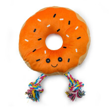 HugglePets Party Pup Donut Squeaky Dog Toy - Orange