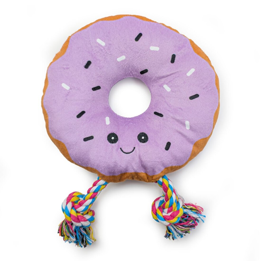 Hugglepets Party Pup Donut Squeaky Dog Toy - Purple
