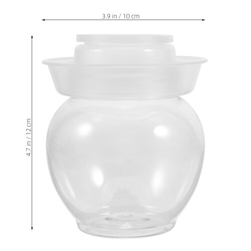 OUNONA Διαφανές Βάζο Ζύμωσης με Καπάκι Water Seal, Βάζο PET για Κονσερβοποίηση Ξινολάχανου 1