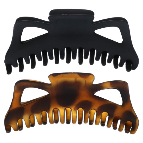 Kitsch, Jumbo Classic Claw Clips, Black & Tort, 2pc Set 2