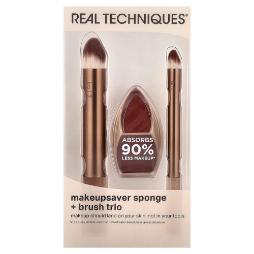 Real Techniques Real Techniques, Makeupsaver-Spülsponge + Pinsel-Trio, 3 Stück 1