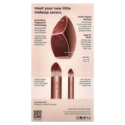 Real Techniques Real Techniques, Makeupsaver-Spülsponge + Pinsel-Trio, 3 Stück 2