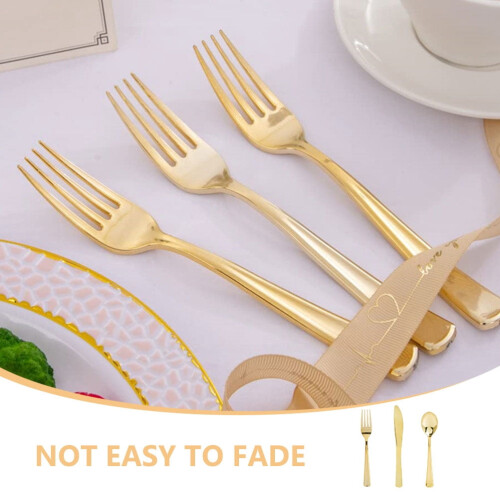 Gouden plastic wegwerpbestekset 2