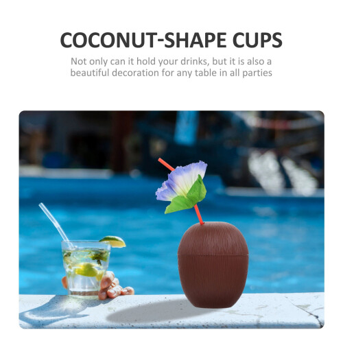 Set of 4 Coconut-Shaped PP Drinking Cups 2
