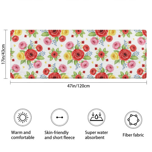 Χαλί μπάνιου Pioneer Flower Floral, αντιολισθητικό χαλάκι μικροϊνών με επένδυση από 2