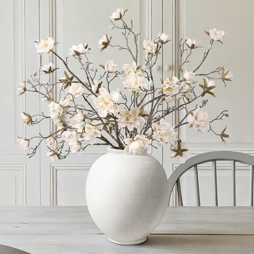 Large White Ceramic Vase, Rustic Farmhouse Style, 11" 2