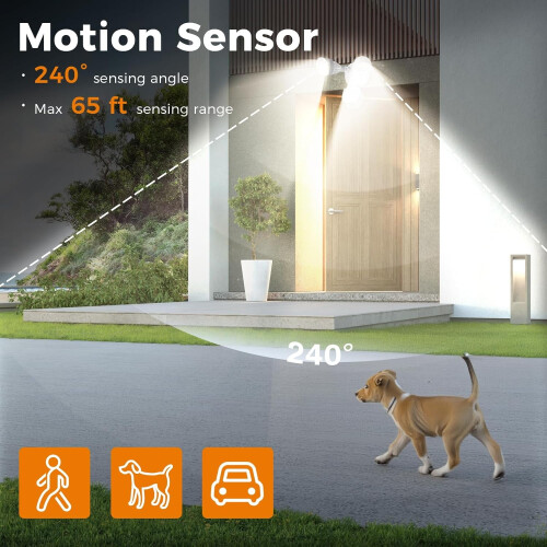 Refletor LED com sensor de movimento para exterior, 24W, 2 cabeças, branco 2