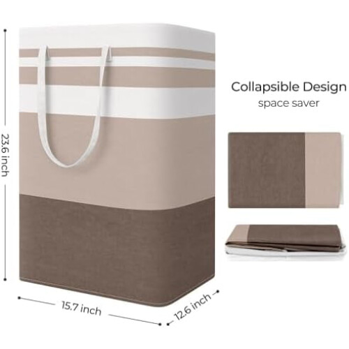Collapsible Laundry Basket 75L Khaki 1