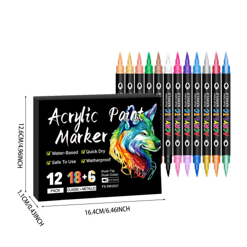 Acrylfarbmarker mit Doppelspitze, 24 Stück – 48 Farben 2