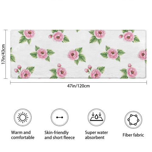 Χαλί μπάνιου Pioneer Flower Floral, αντιολισθητικό χαλάκι μικροϊνών με επένδυση από 2