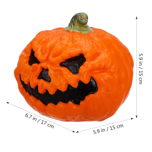 LED Pumpkin Lantern Decoration - Orange Plastic, 17cm 1