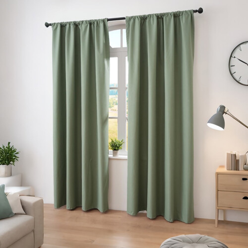 Linen Blackout Curtains 53x63" 2-Panel Back Tab 2