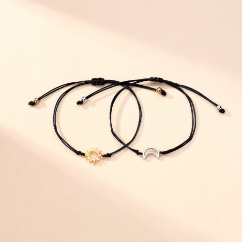 2 Pulseiras de Amizade com Símbolo do Sol e da Lua - Presente Perfeito para Amizade 2