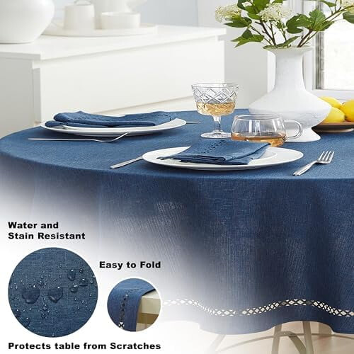 Wedgewood Blue Rectangle Tablecloth 60 x 102 in 2