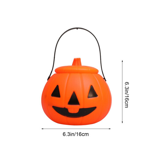 Halloween pompoen snoepemmer van plastic, 16 cm 2