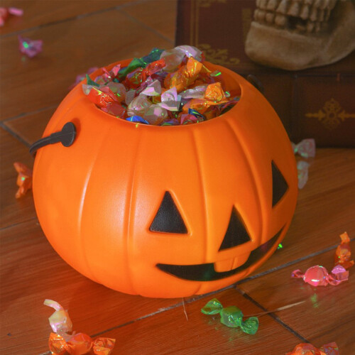 Halloween pompoen snoepemmer van plastic, 16 cm 1