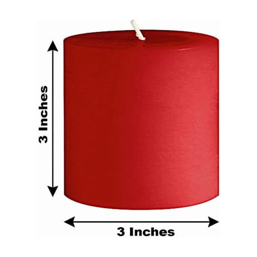 Conjunto de 6 velas de pilar redondas de cera sem perfume, vermelhas, 7,6 x 7,6 cm (3 x 3 polegadas), que não pingam, ideais para decoração de 1