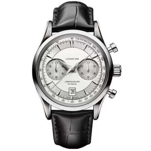 (Silver shell, white surface) Men's casual five-finger quartz watch with leather strap