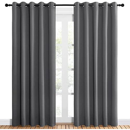 Blackout Curtains 34x60 in Grey with Silver Grommets (2 pcs) 1