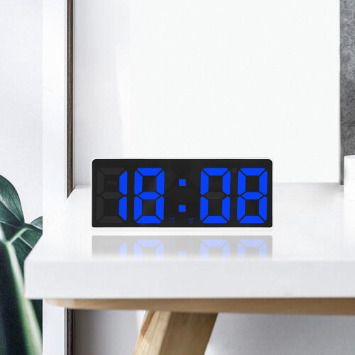 LED Digital Alarm Clock with Large Display, White Frame – Compatible with Bedroom, Kitchen & Study 1