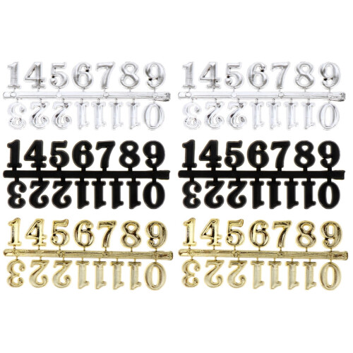 DIY Wall Clock Numbers Kit – Plastic, Gold/Silver/Black, 2