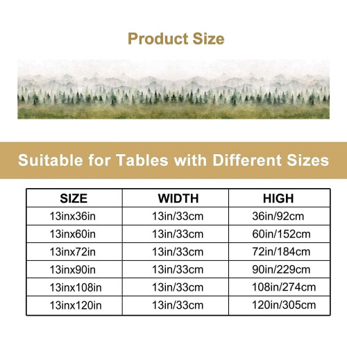 Linen Table Runner 13 x 90 in Forest Design 1