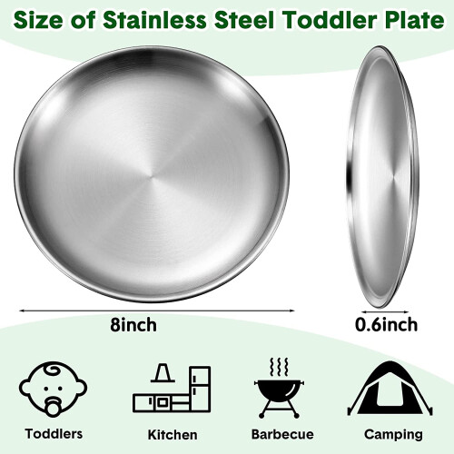 4 Pack 20 cm Stainless Steel Plates 1