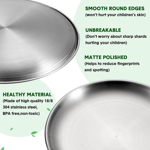 4 Pack 20 cm Stainless Steel Plates 2