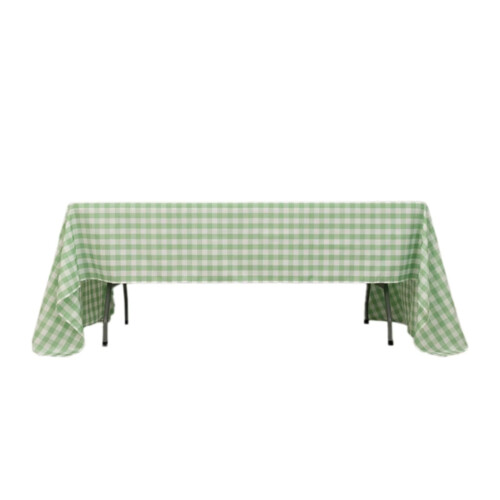 Polyester Gingham Tablecloth 60 x 126 in Sage Green & White 1