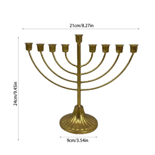 Διακόσμηση Σπιτιού Hanukkah Gold Iron MultiHead Κερί Δοχείο 2