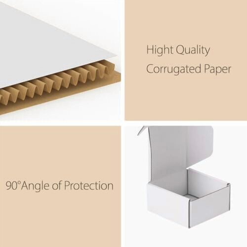 Conjunto de 100 caixas de papelão ondulado branco para envio, correspondência e transporte de mercadorias (4x4x2 polegadas). 2